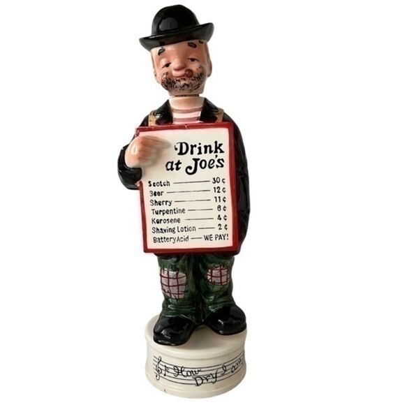 Vintage Ceramic Music Box "Drink at Joe's" Liquor Decanter Bottle "How Dry I Am" - Picture 5 of 9
